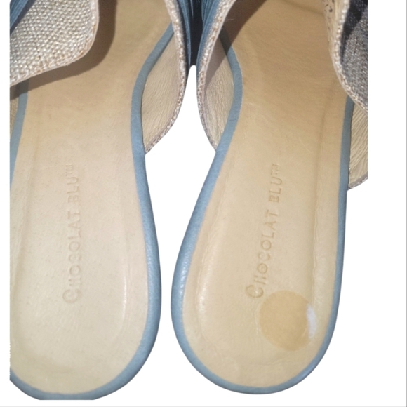 Chocalat Blu Wapi Women's Textile Leather Tan & Turquoise Platform Sandals 9 - Picture 3 of 9